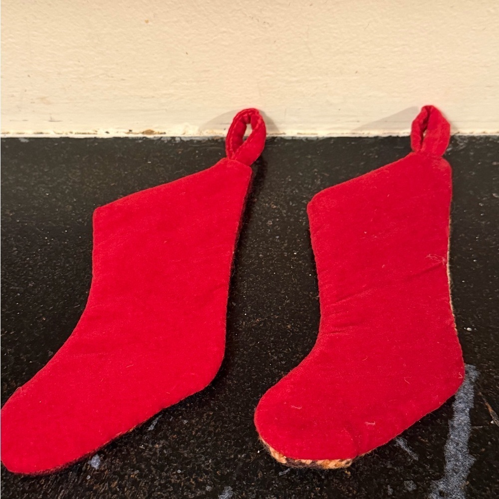 Vintage Christmas Miniature Needlepoint Stockings Set Of Two - Picture 2 of 3